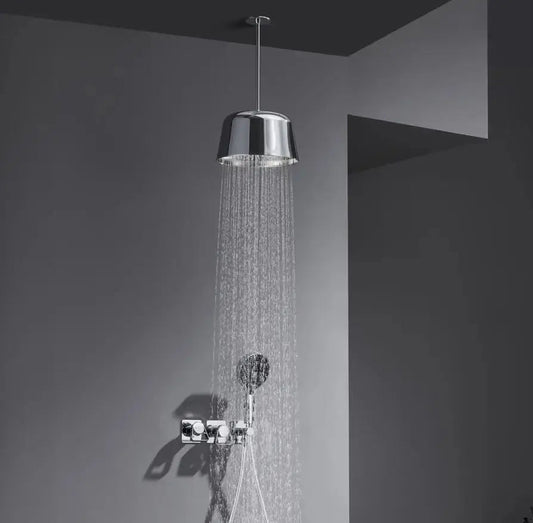 Douche Encastrée Chrome Brillant Lujo | Pomme Plafond + Thermostat + Rain Shower | ROBINETTERIEPRO