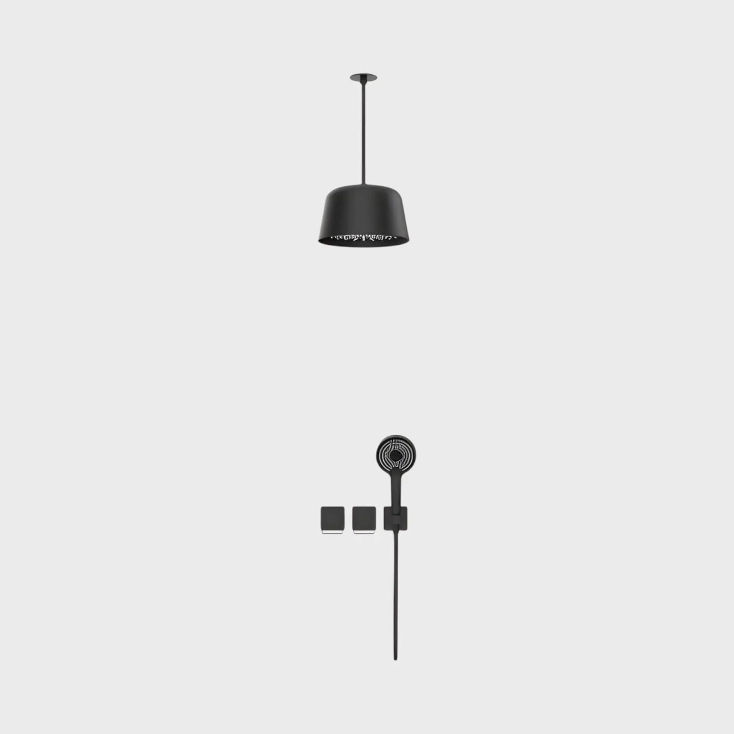 Douche Encastrée Noir Mat Lujo | Pomme Plafond + Thermostat + Rain Shower | ROBINETTERIEPRO