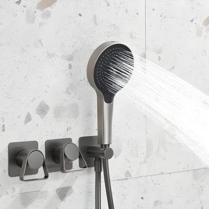 Douche Encastrée Anthracite Mat Lujo | Pomme Murale + Thermostat + Rain Shower | ROBINETTERIEPRO