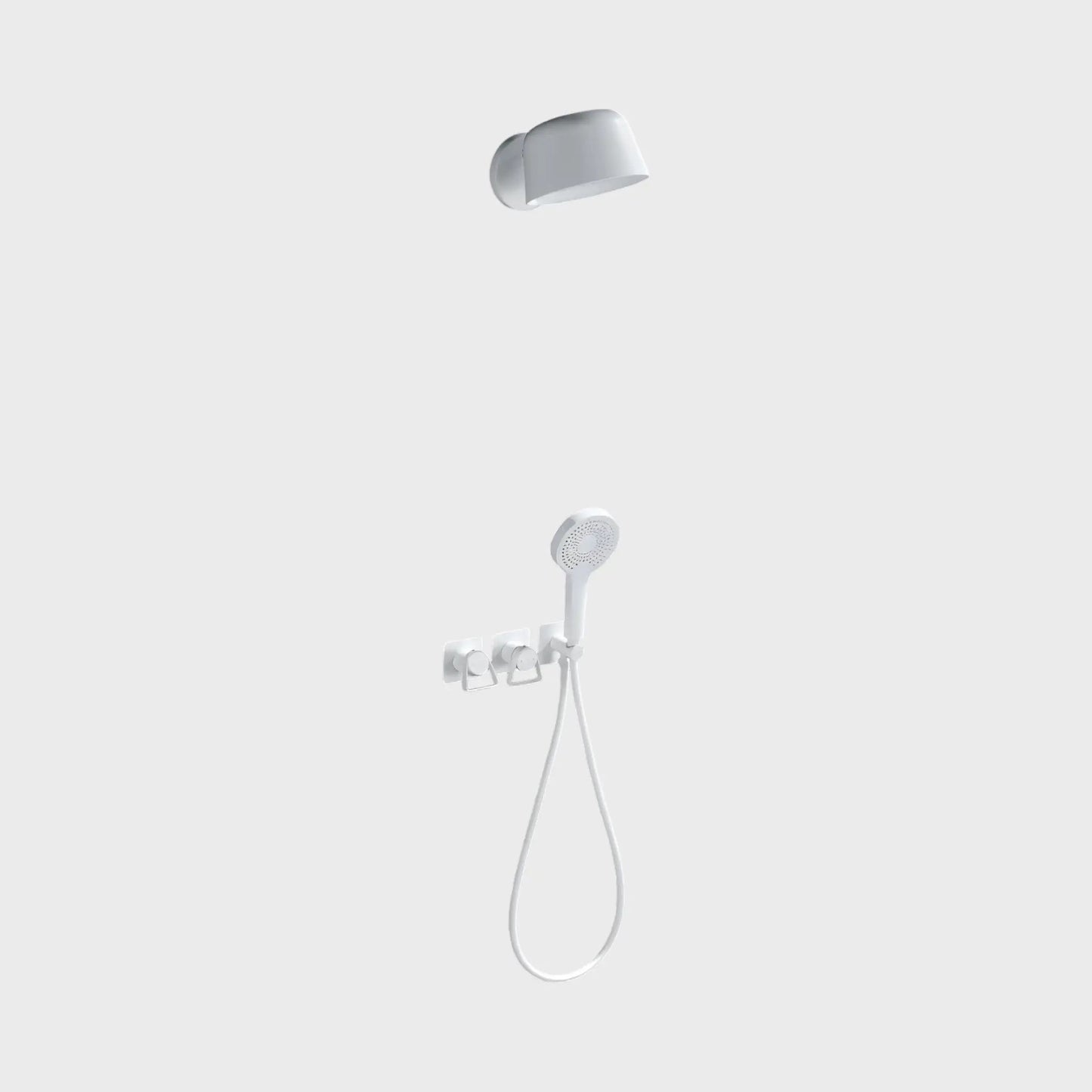 Douche Encastrée Blanc Mat Lujo | Pomme Murale + Thermostat + Rain Shower | ROBINETTERIEPRO