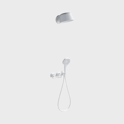 Douche Encastrée Blanc Mat Lujo | Pomme Murale + Thermostat + Rain Shower | ROBINETTERIEPRO