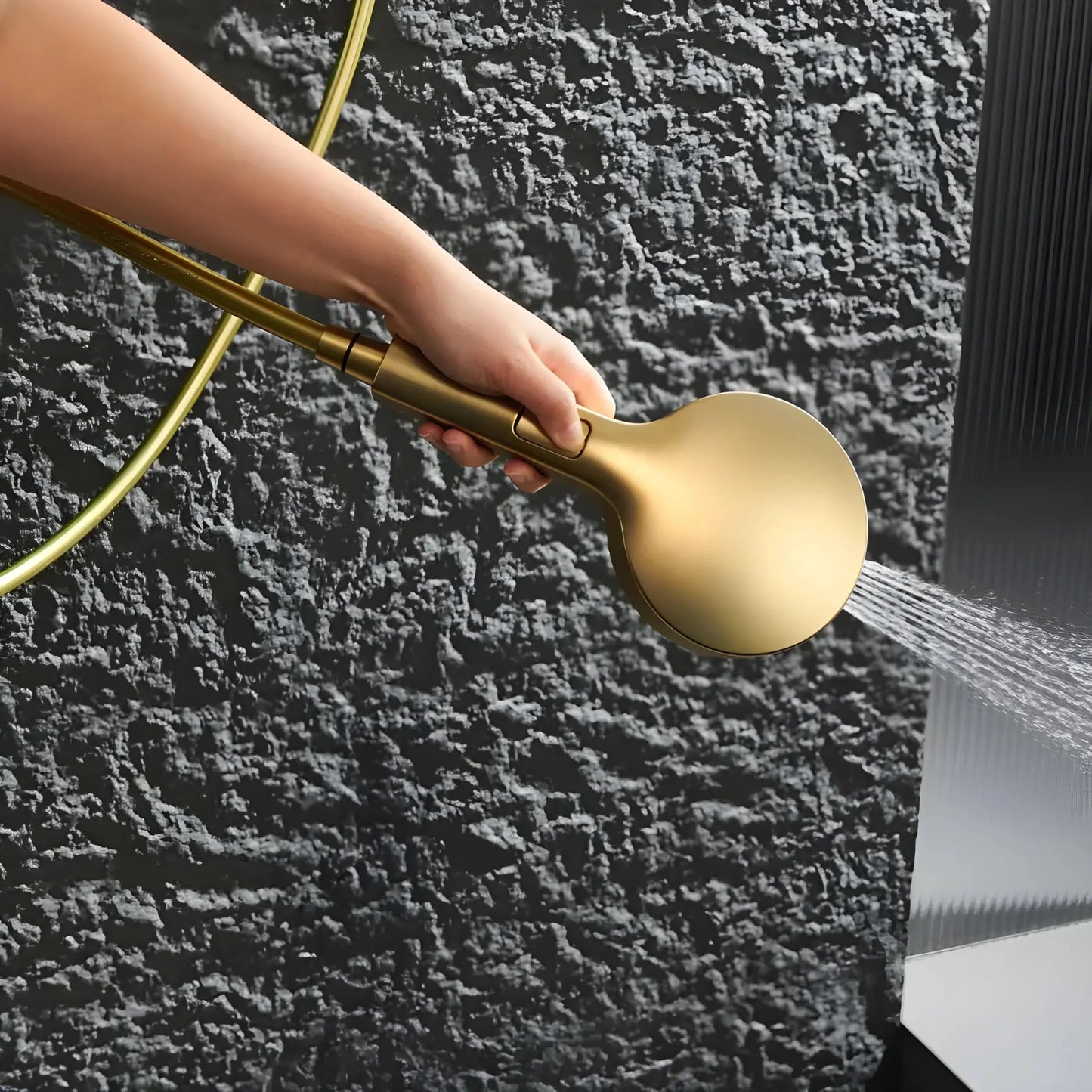 Douche Encastrée Or Brillant Lujo | Pomme Murale + Thermostat + Rain Shower | ROBINETTERIEPRO