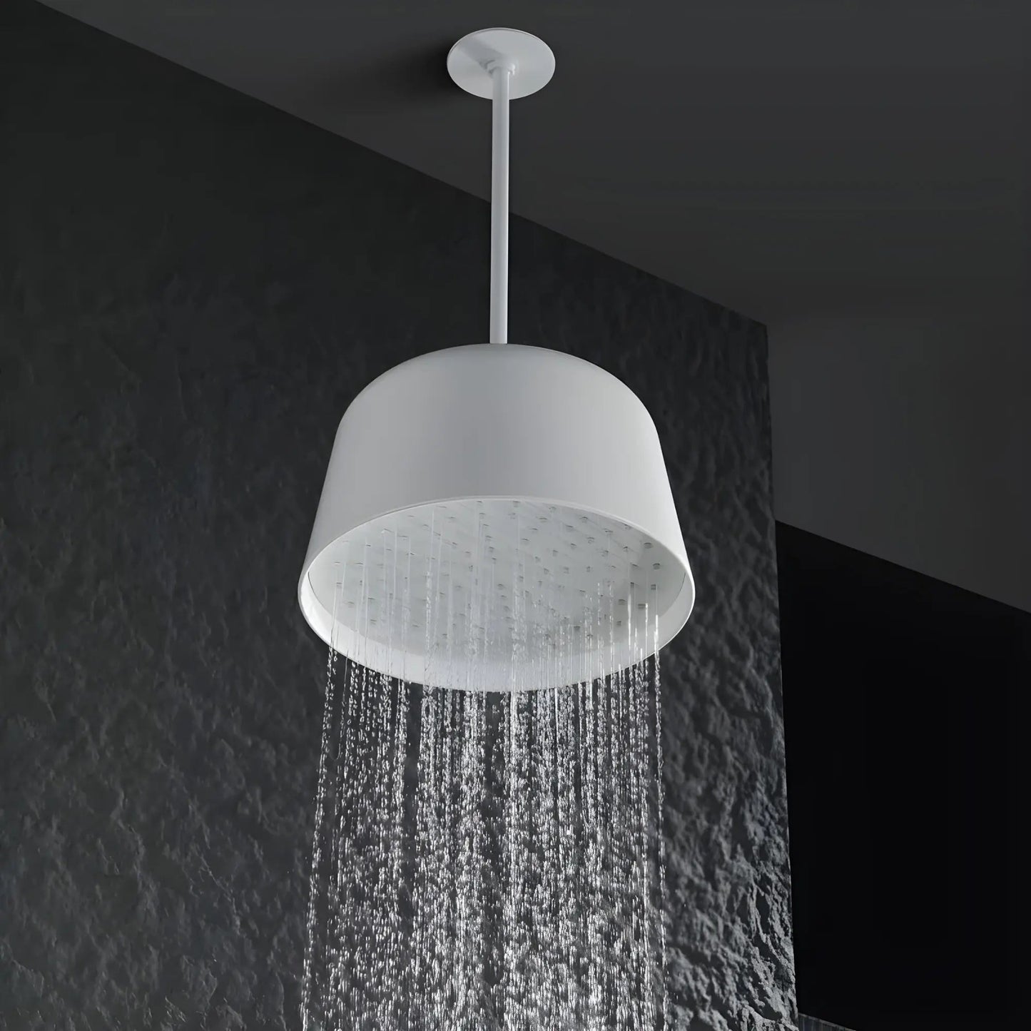Douche Encastrée Blanc Mat Lujo | Pomme Plafond + Thermostat + Rain Shower | ROBINETTERIEPRO