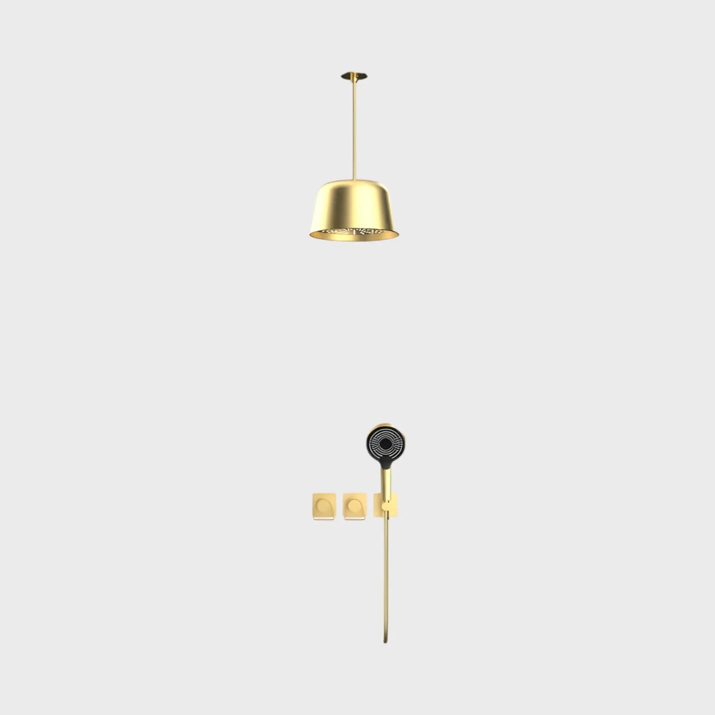 Douche Encastrée Or Brillant Lujo | Pomme Plafond + Thermostat + Rain Shower | ROBINETTERIEPRO