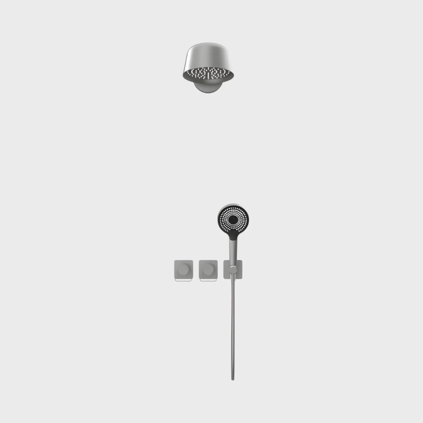 Douche Encastrée Anthracite Mat Lujo | Pomme Murale + Thermostat + Rain Shower | ROBINETTERIEPRO