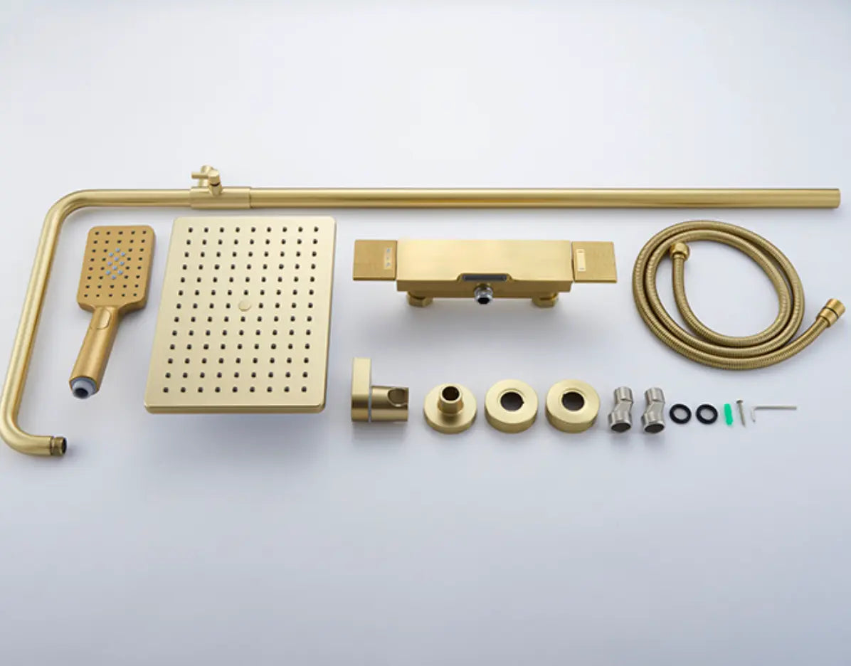 Colonne Douche et Bain Or Poli Gustavia | Thermostat + Bain + Douchette | ROBINETTERIEPRO