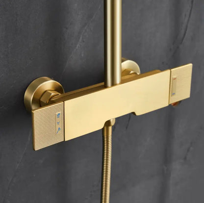 Colonne Douche et Bain Or Poli Gustavia | Thermostat + Bain + Douchette | ROBINETTERIEPRO