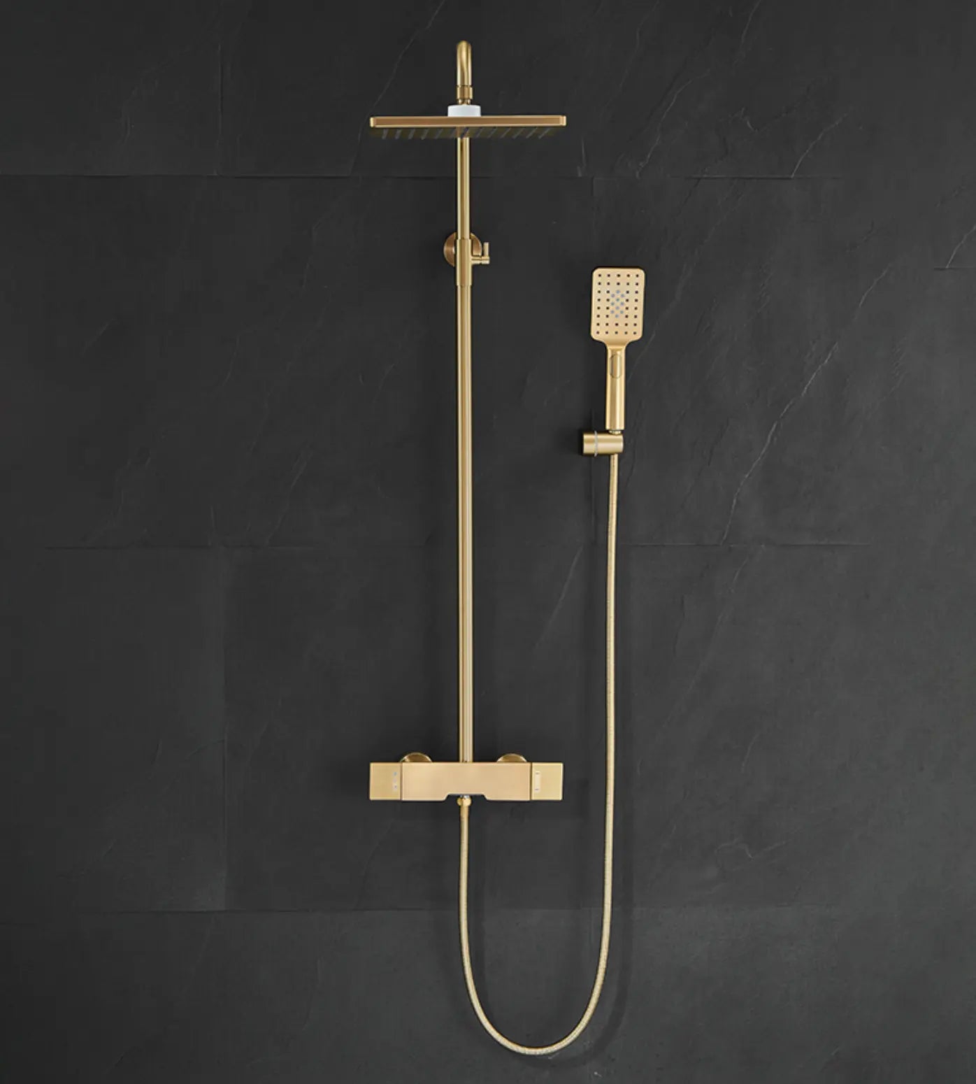 Colonne Douche et Bain Or Poli Gustavia | Thermostat + Bain + Douchette | ROBINETTERIEPRO