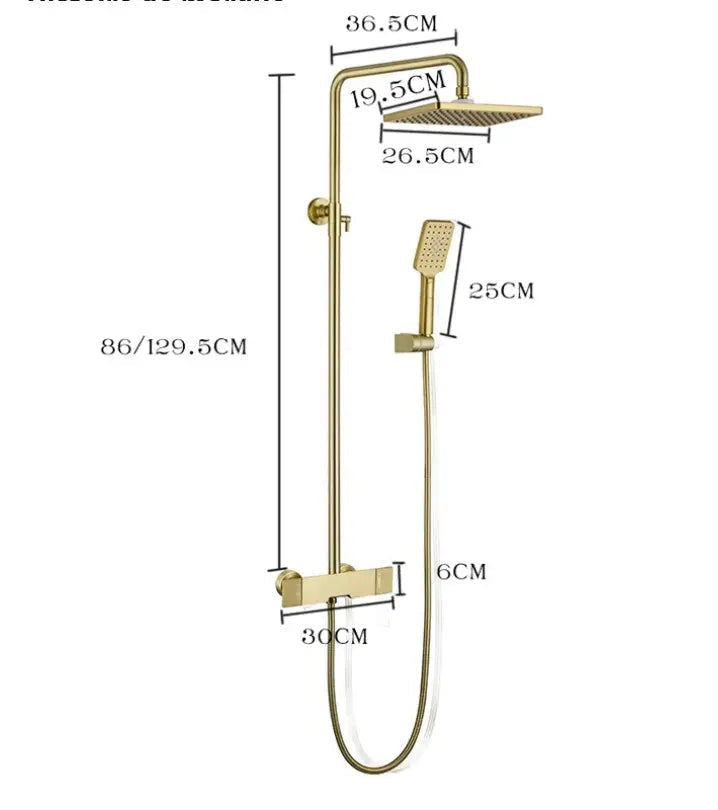 Colonne Douche et Bain Or Poli Gustavia | Thermostat + Bain + Douchette | ROBINETTERIEPRO
