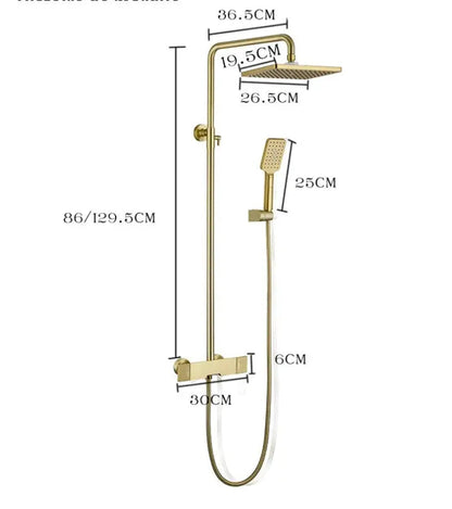 Colonne Douche et Bain Or Poli Gustavia | Thermostat + Bain + Douchette | ROBINETTERIEPRO