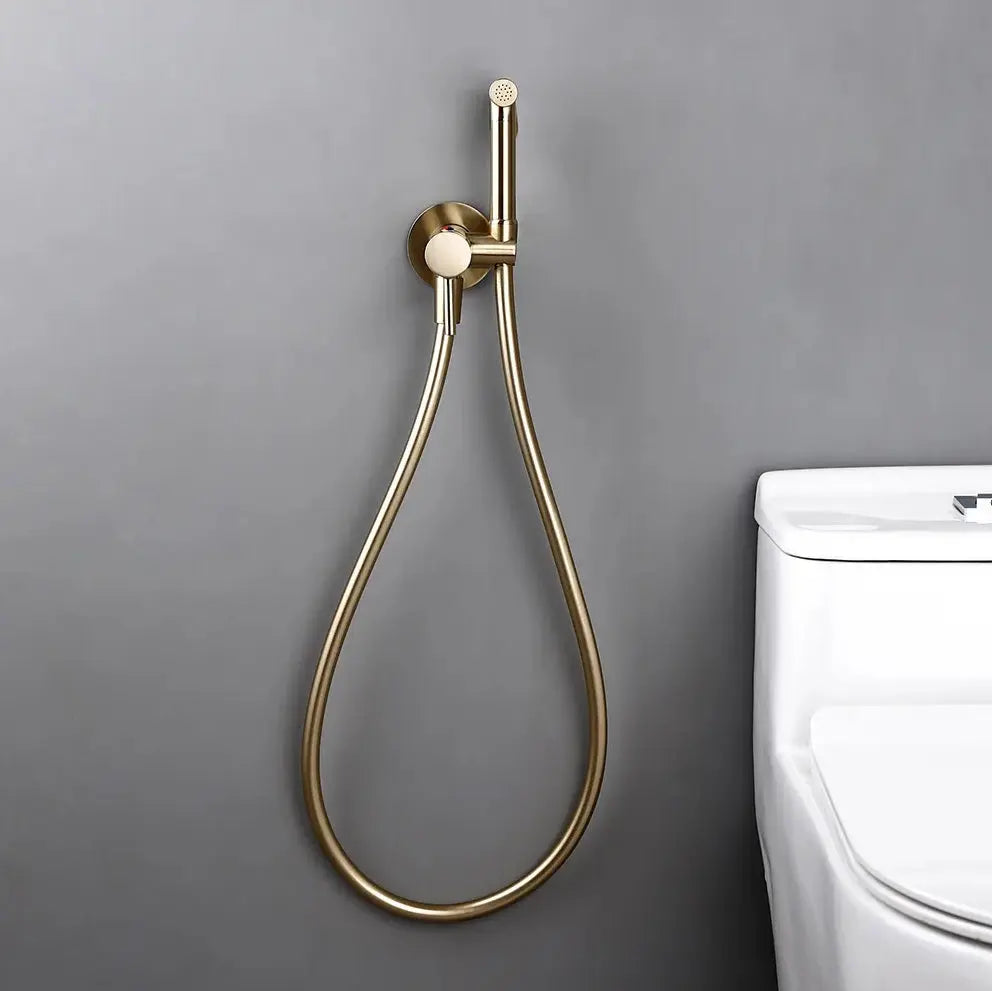 Kit Douchette Hygiénique Or Brossé Orfoz | Flexible Inox + Support Mural | ROBINETTERIEPRO