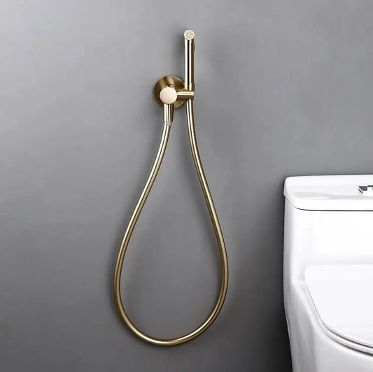 Kit Douchette Hygiénique Or Brossé Orfoz | Flexible Inox + Support Mural | ROBINETTERIEPRO