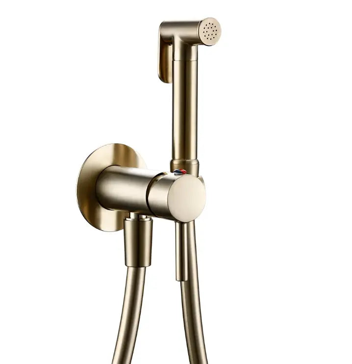 Kit Douchette Hygiénique Or Brossé Orfoz | Flexible Inox + Support Mural | ROBINETTERIEPRO