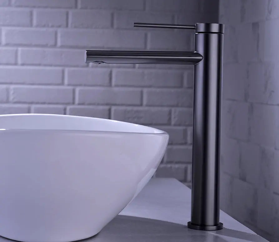 Mitigeur Lavabo Haut Anthracite Mat Tamarin | Laiton + Mousseur Éco + Garantie 5 ans | ROBINETTERIEPRO