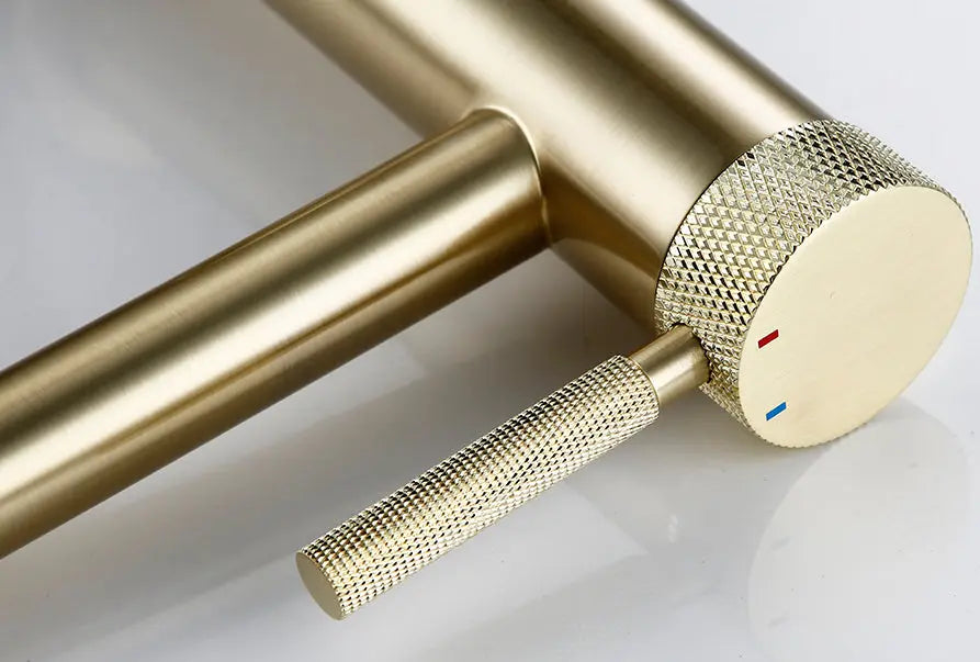 Mitigeur Lavabo Or Brossé Duja | Laiton + Cartouche Céramique + Garantie 5 ans | ROBINETTERIEPRO