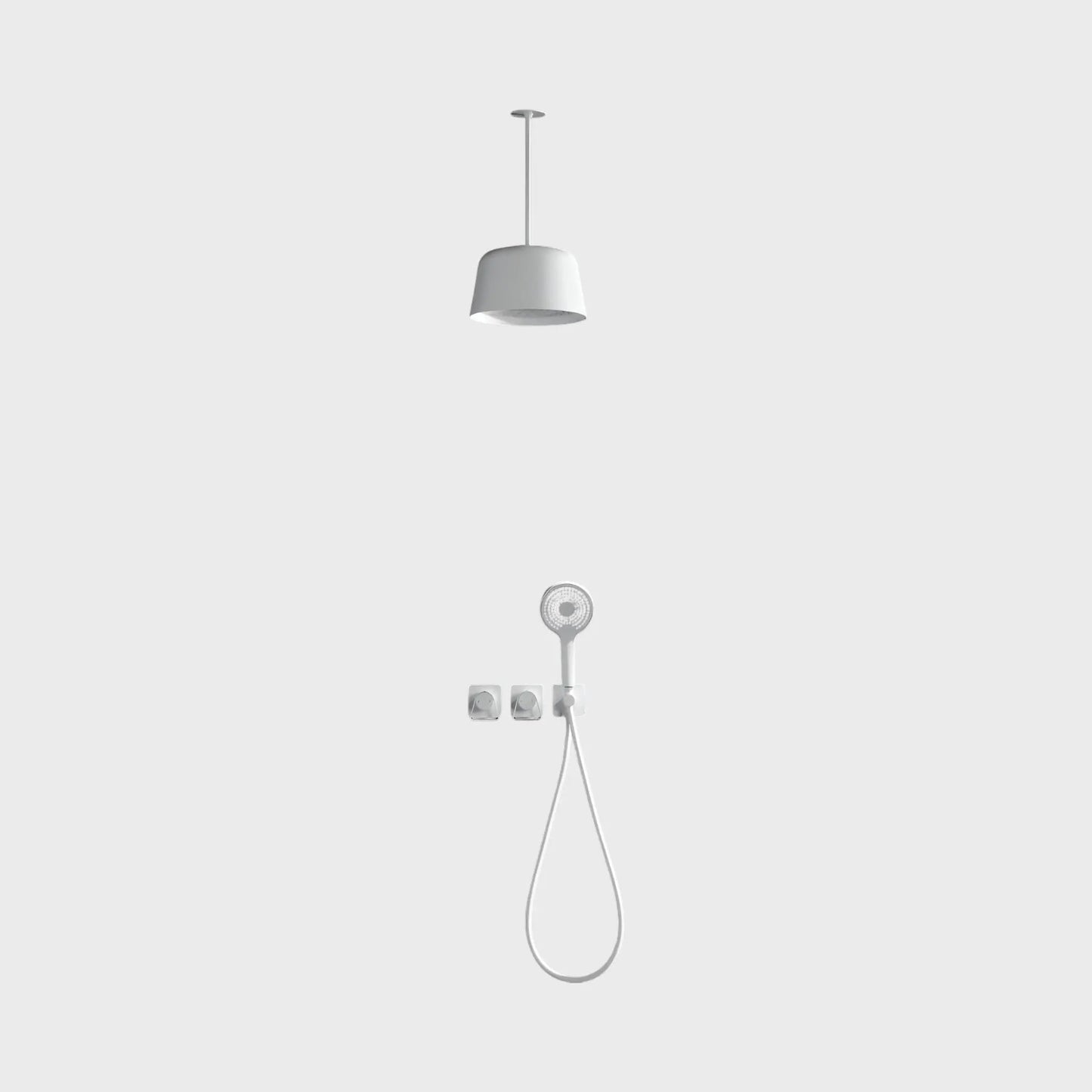Douche Encastrée Blanc Mat Lujo | Pomme Plafond + Thermostat + Rain Shower | ROBINETTERIEPRO
