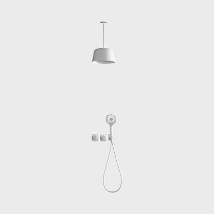 Douche Encastrée Blanc Mat Lujo | Pomme Plafond + Thermostat + Rain Shower | ROBINETTERIEPRO