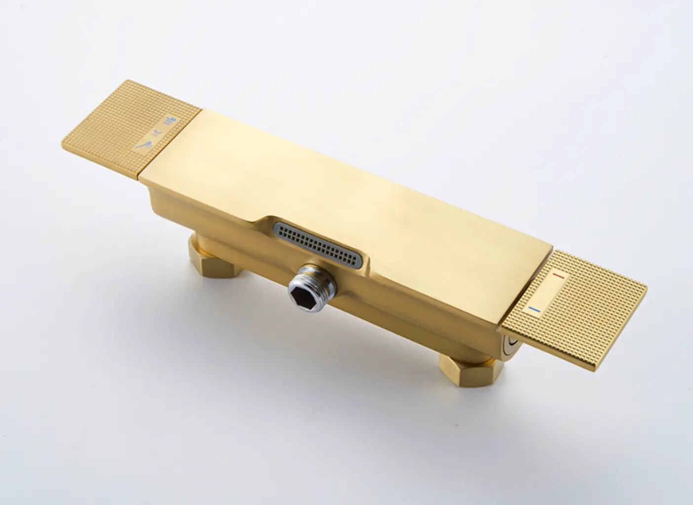 Colonne Douche et Bain Or Poli Gustavia | Thermostat + Bain + Douchette | ROBINETTERIEPRO