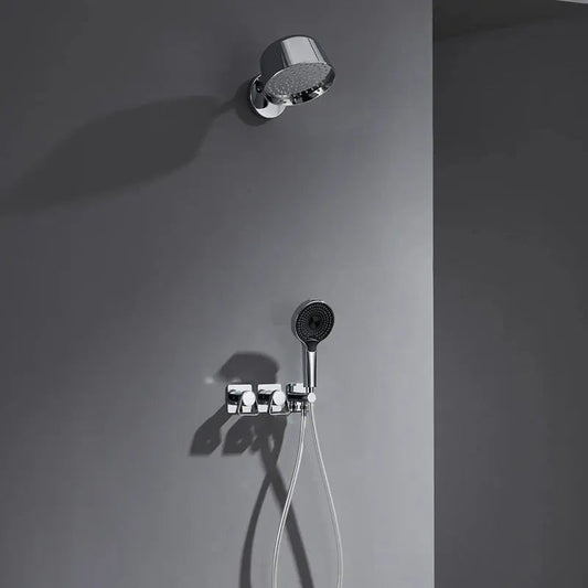 Douche Encastrée Chrome Brillant Lujo | Pomme Murale + Thermostat + Rain Shower | ROBINETTERIEPRO