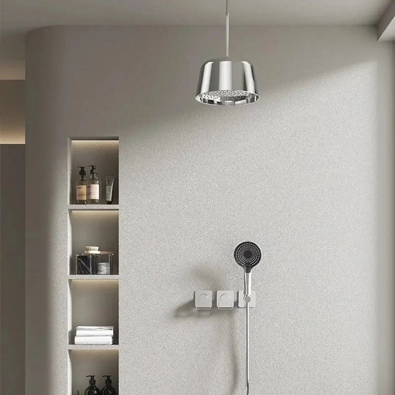 Douche Encastrée Chrome Brillant Lujo | Pomme Plafond + Thermostat + Rain Shower | ROBINETTERIEPRO