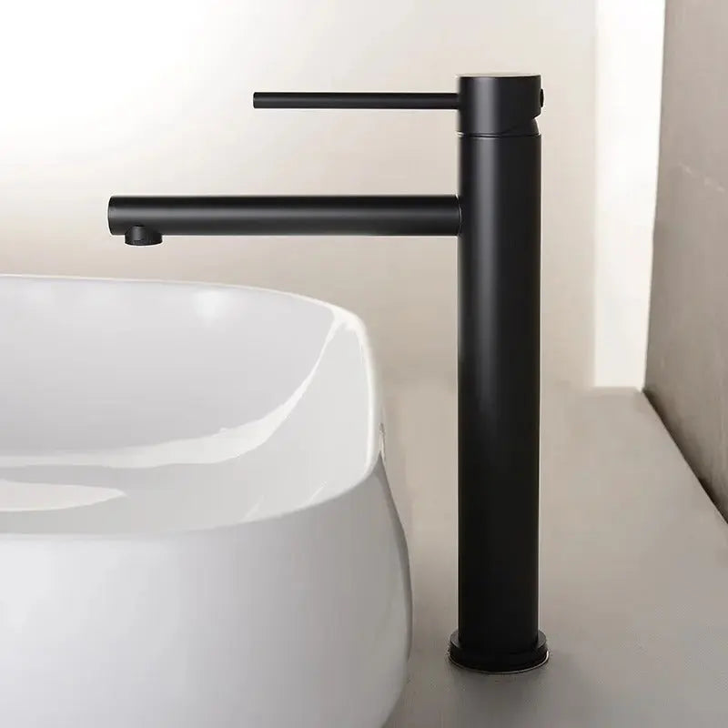 Mitigeur Lavabo Haut Noir Mat Tamarin | Laiton + Mousseur Éco + Garantie 5 ans | ROBINETTERIEPRO