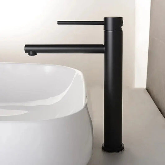 Mitigeur Lavabo Haut Noir Mat Tamarin | Laiton + Mousseur Éco + Garantie 5 ans | ROBINETTERIEPRO